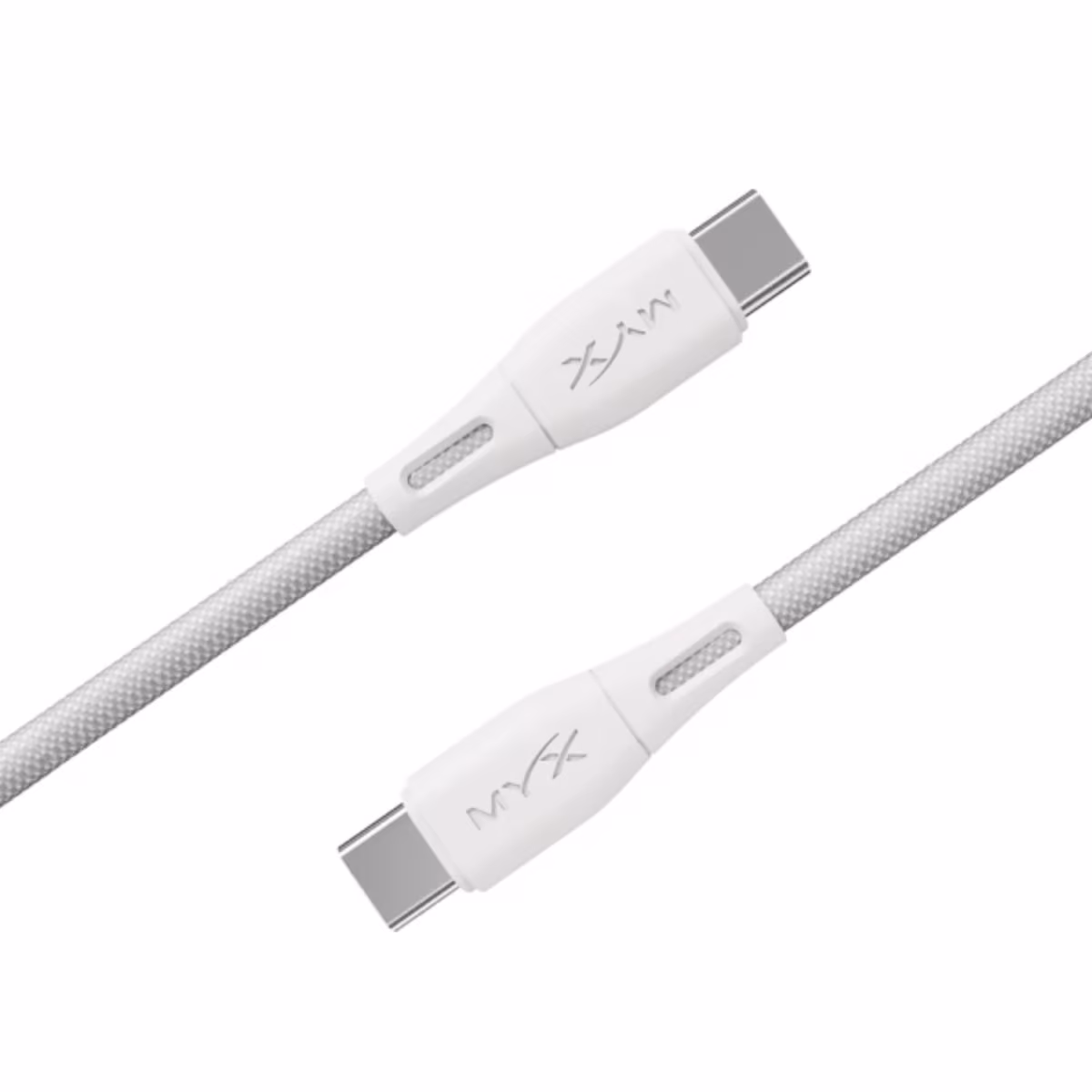 MYX TURBO CABLES 60W TYPE C- C 1.2M BRAIDED WHITE - MYX TURBO CABLES 60W TYPE C- C 1.2M BRAIDED WHITE