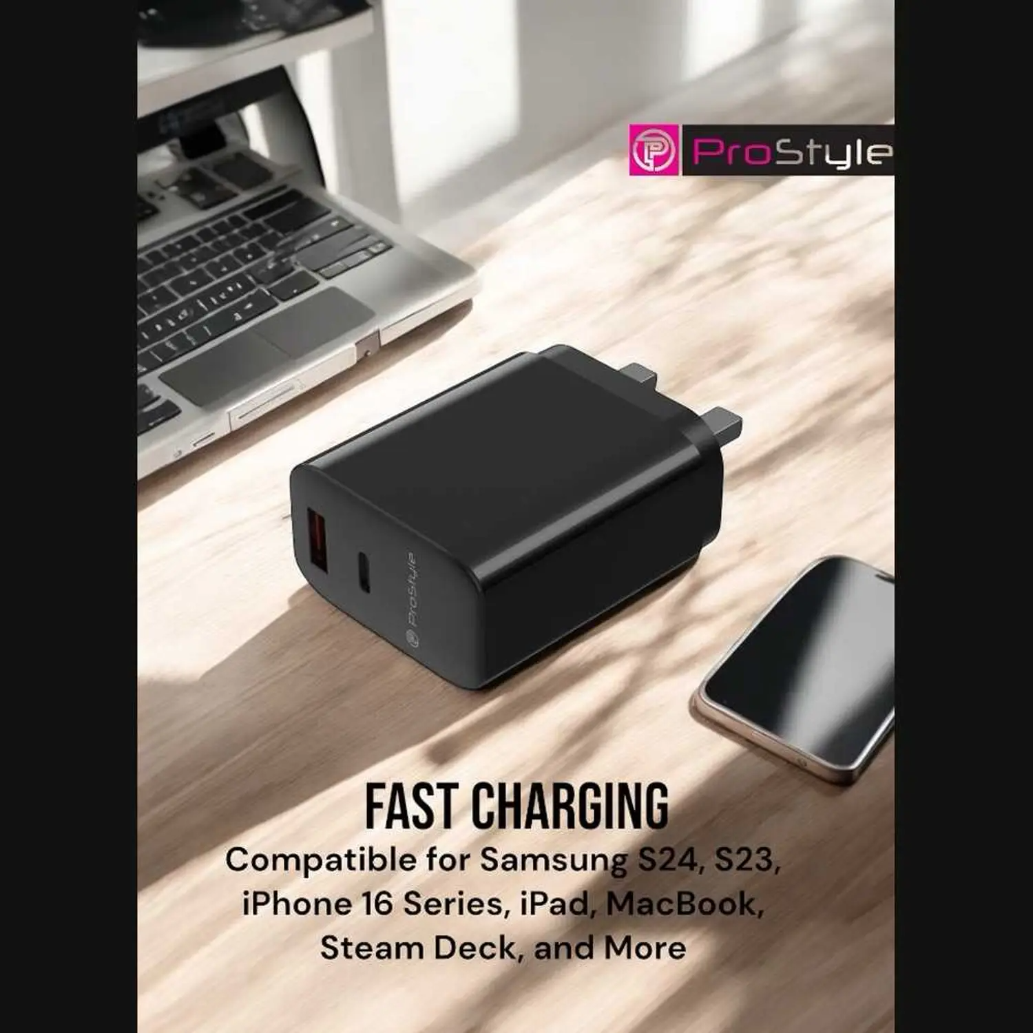 Prostyle PSAD48W-BLK GaN Charger 48W Black