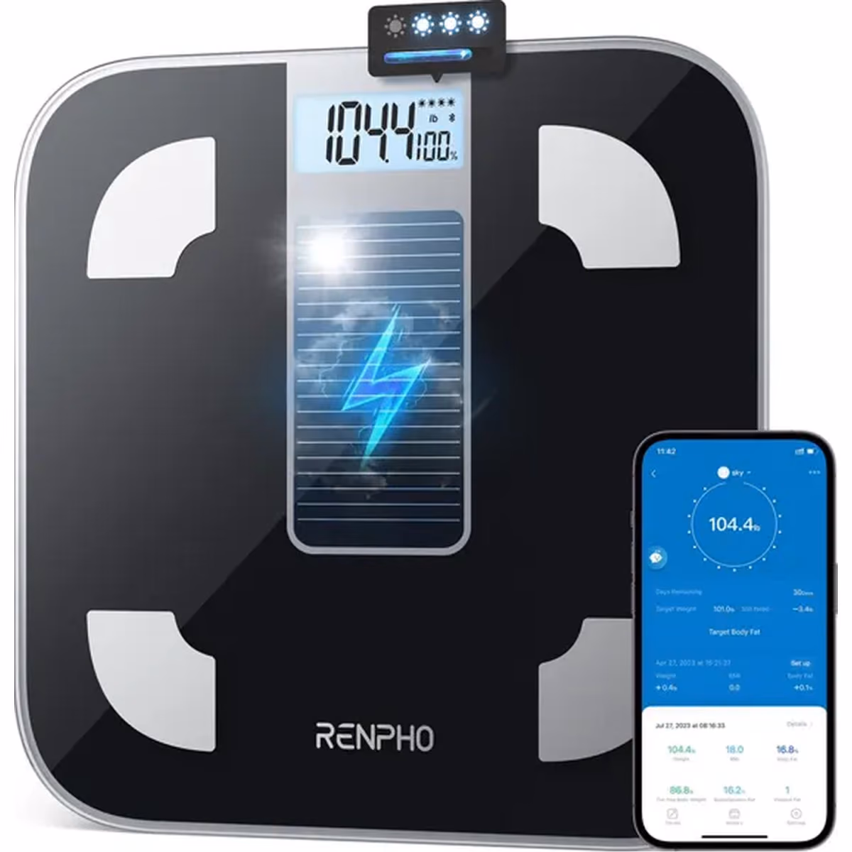 RENPHO Solar Powered Bluetooth Smart Body Fat Scale. - RENPHO Solar Powered Bluetooth Smart Body Fat Scale.