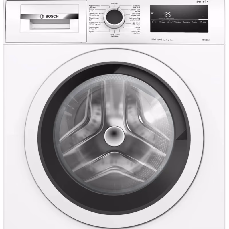 Series 4, Front Load Washer, 8KG 1400 RPM, White Color, 55DB, Made in Turkey
