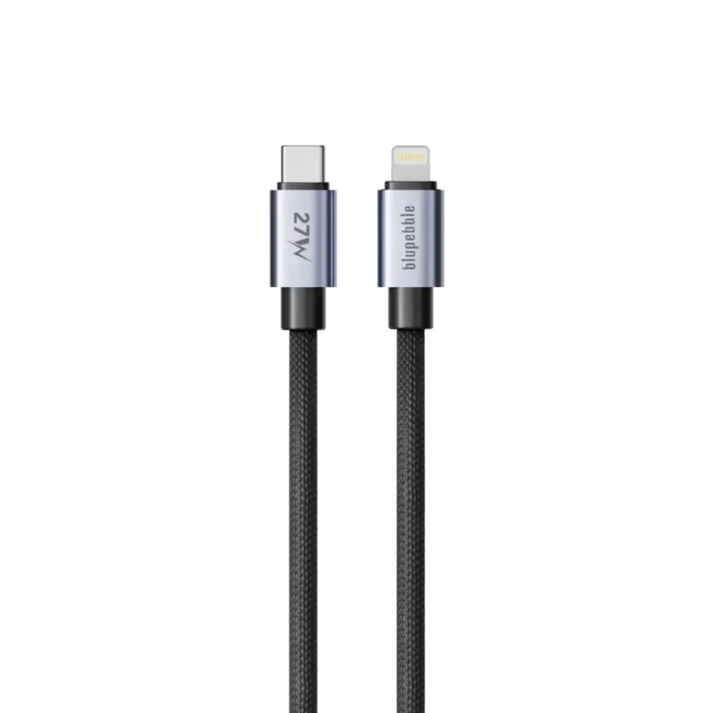 Blupebble PowerFlow 27W USB C To Lightning Braided Cable 2M Black BP PFUSBCL2BR27W BK 1