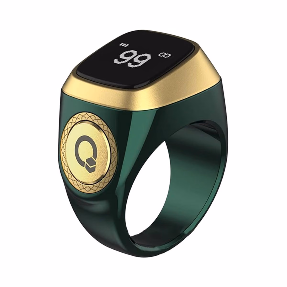 IQIBLA E01 SMART ZIKR RING OLED 3 DAYS BATT USB A TO DC CHARGING CABLE 20MM GREEN 1
