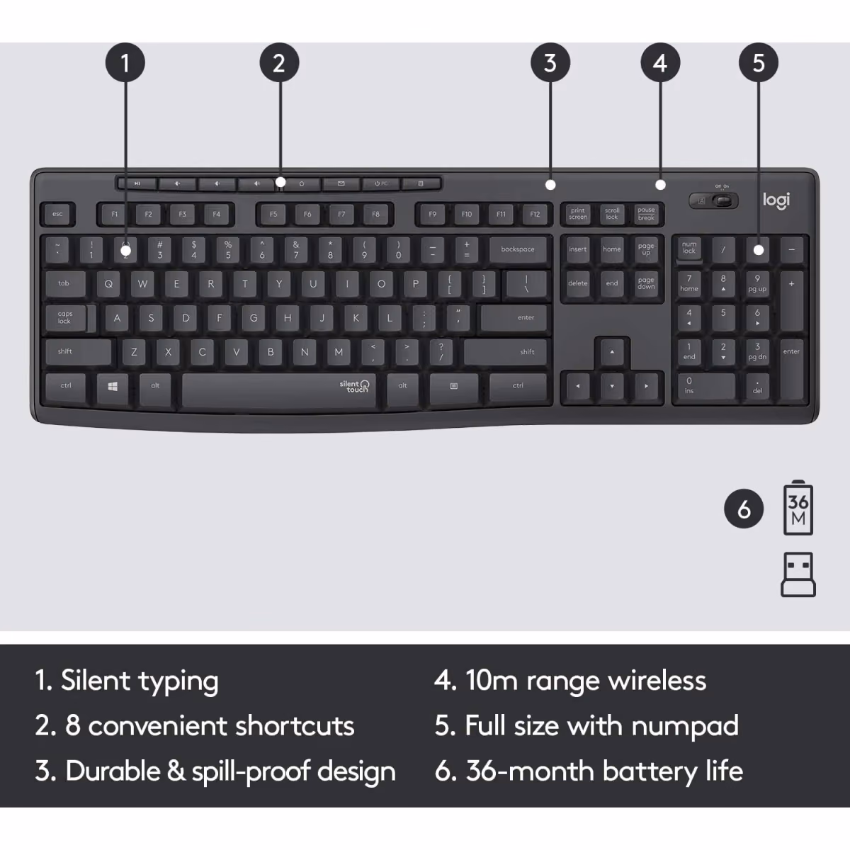 Logitech MK295 Silent Wireless Combo Keyboard And Mouse Black ARB 920-009801 - Logitech MK295 Silent Wireless Combo Keyboard And Mouse Black ARB 920-009801