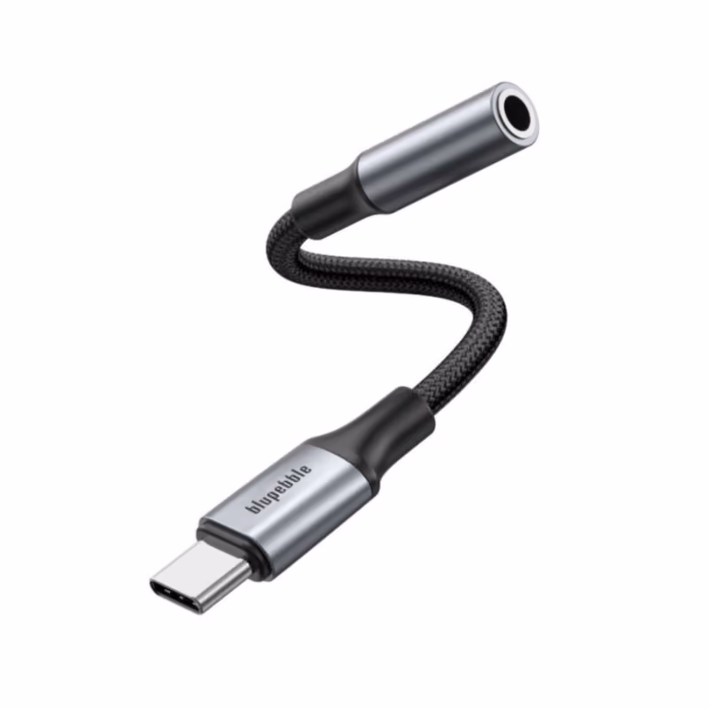 Blupebble USB C Male To 3.5MM Female Adapter Gray BP USBC23.5FMALE GY 1