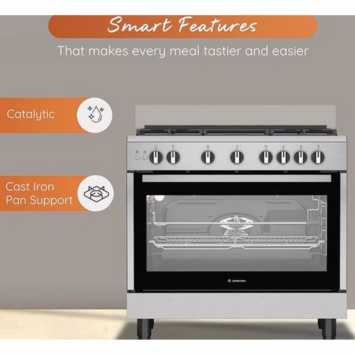 ARR9GGF22125XME, ARISTON COOKER 90CM GAS - ARR9GGF22125XME, ARISTON COOKER 90CM GAS