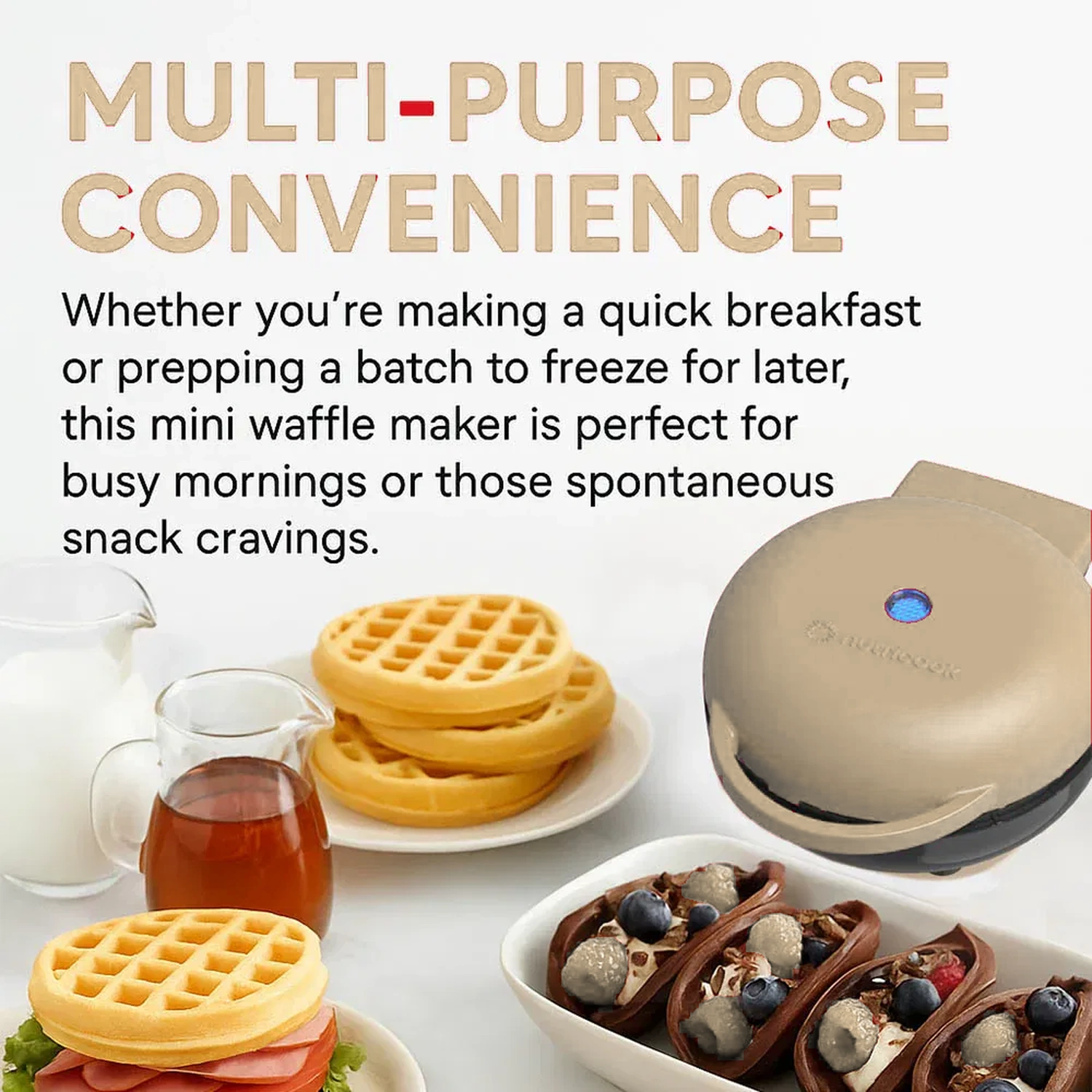 NUTRICOOK MINI WAFFLE MAKER- BEIGE