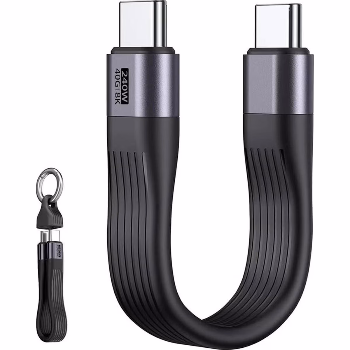 Blupebble PowerFlow USB-C to USB-C 240W PD3.1 8K Cable 0.13m - Blupebble PowerFlow USB-C to USB-C 240W PD3.1 8K Cable 0.13m