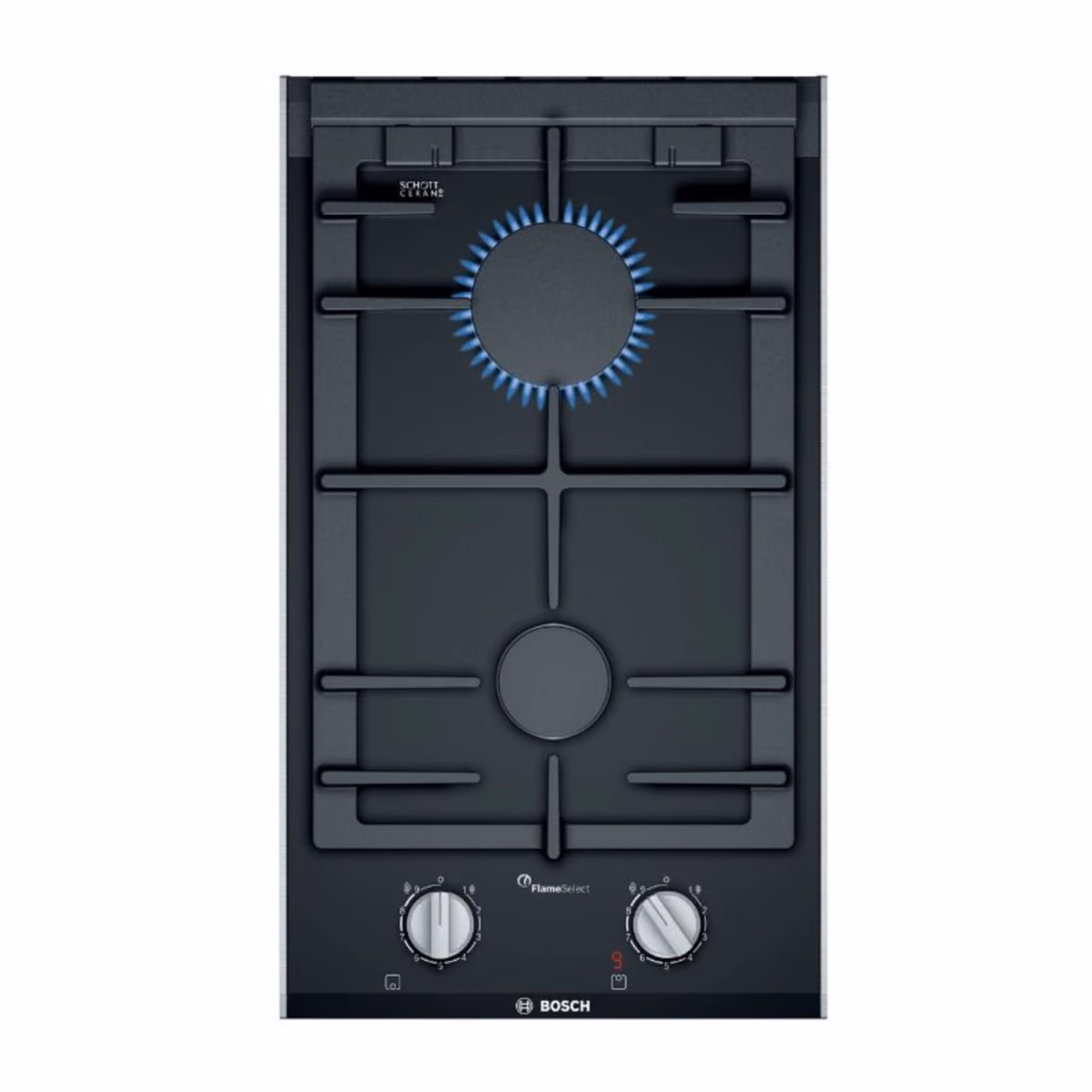 Series 8, Built-In Gas Hob 30cm, Full Safety, One Hand Auto Iginition, Cast Iron Pan Support, Sword Knobs, Flame Select 9 Steps, Black Tempered Glass, Made in Spain - Series 8, Built-In Gas Hob 30cm, Full Safety, One Hand Auto Iginition, Cast Iron Pan Support, Sword Knobs, Flame Select 9 Steps, Black Tempered Glass, Made in Spain