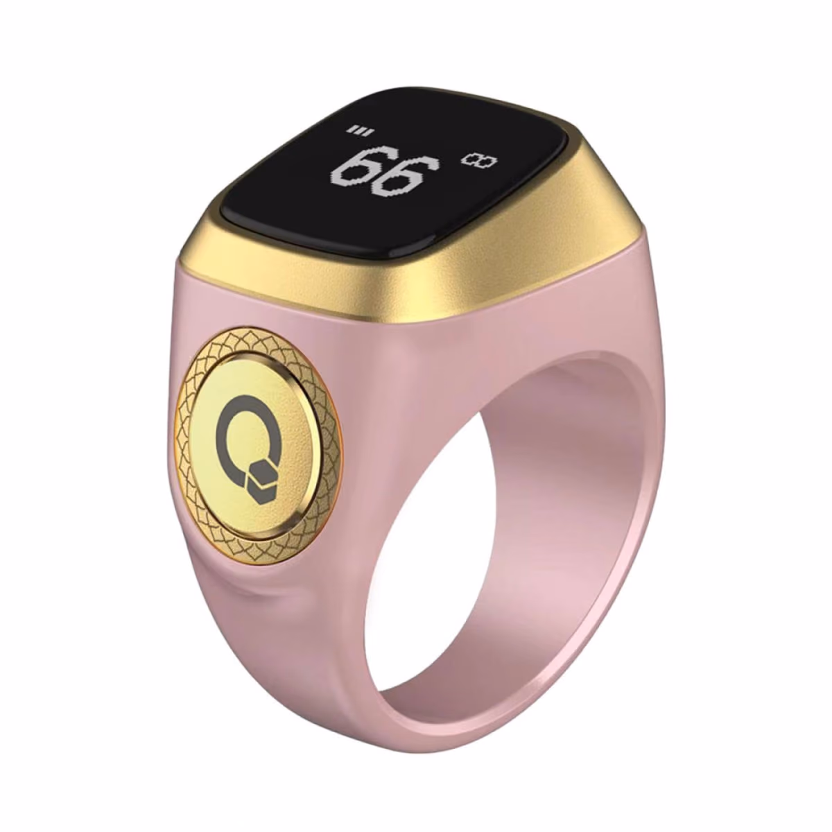 IQIBLA E01 SMART ZIKR RING OLED 3 DAYS BATT USB A TO DC CHARGING CABLE 18MM PINK 1