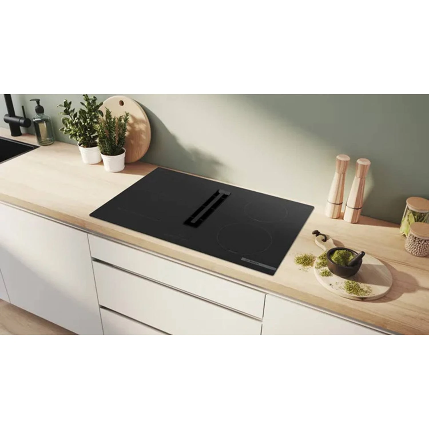 Sereis 4, Built-In Induction Hob with Integrated Ventilation 80cm, 4 Cooking Zone, Touch Control, 622 m³ h, 69db, 17 Power levels, 7400 Watts, Made in Spain