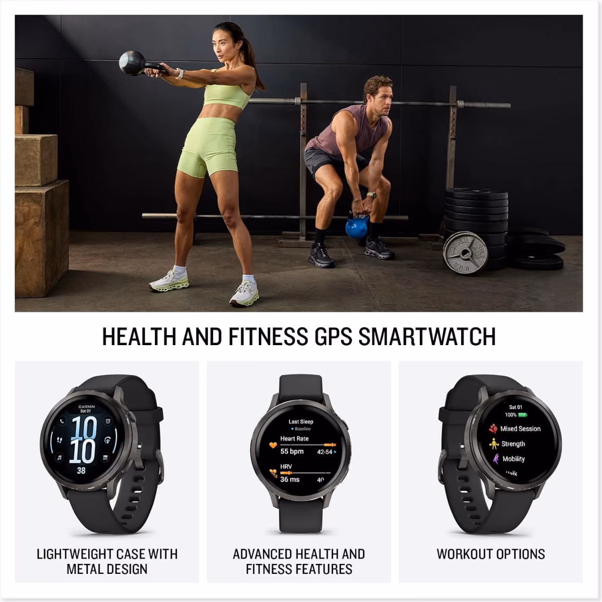 GARMIN VENU 4 41MM SLATE BEZEL W BLACK SILICONE BAND 2