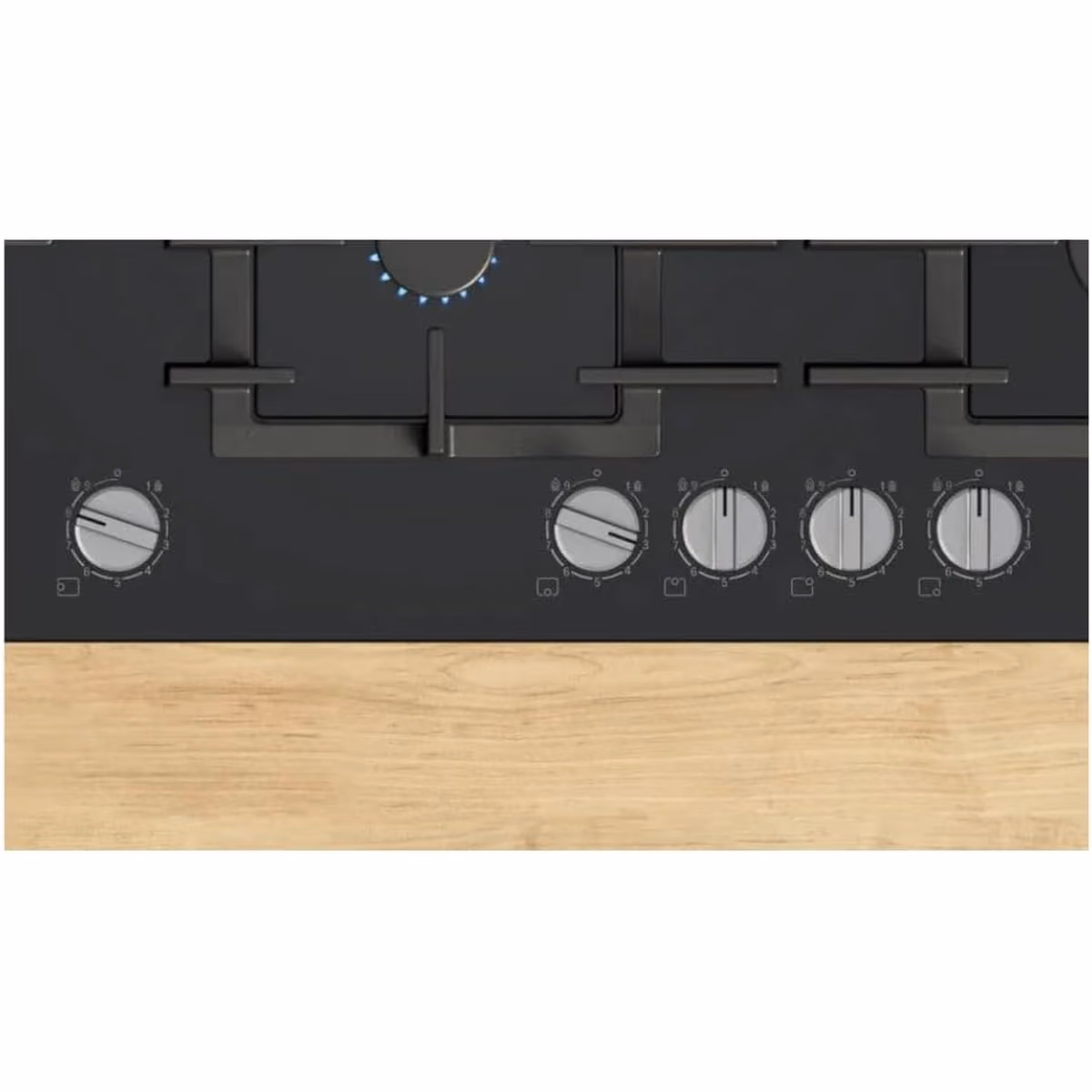 Series 6, Built-In Gas Hob 90cm, Cast Iron Pan Support, Full Safety, One Hand Auto Ignition, Detacable Full Metal Sword Knobs, 4KW Right WOK Burner, Flame Select 9 Step, Black Tempered Glass - Series 6, Built-In Gas Hob 90cm, Cast Iron Pan Support, Full Safety, One Hand Auto Ignition, Detacable Full Metal Sword Knobs, 4KW Right WOK Burner, Flame Select 9 Step, Black Tempered Glass