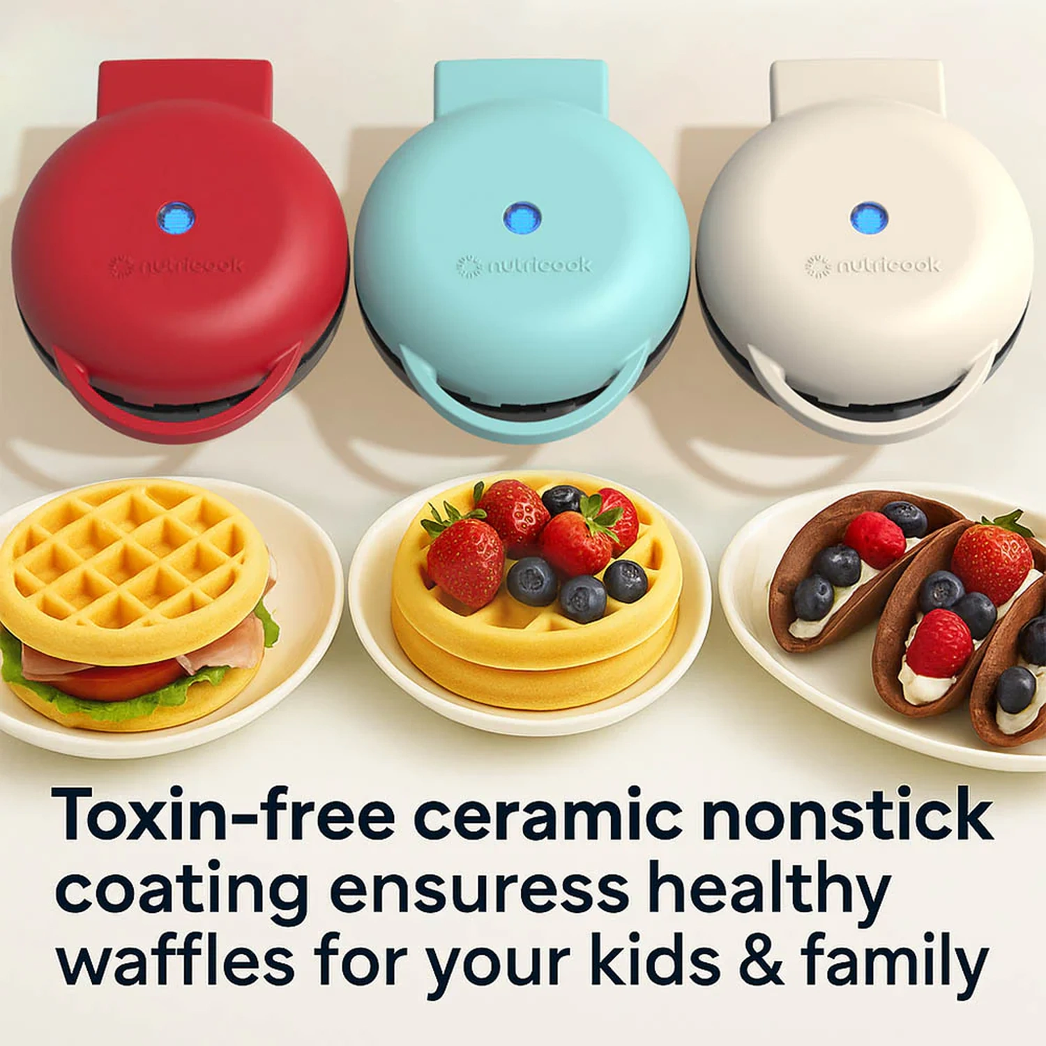 NUTRICOOK MINI WAFFLE MAKER- RED