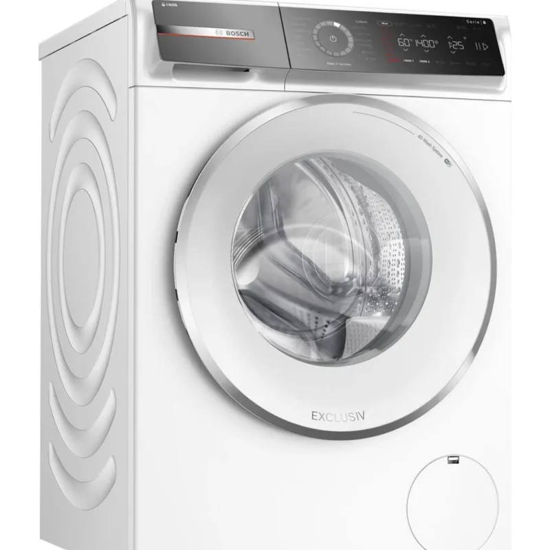 Series 8, Front Load Washer, 9KG 1400 RPM, White Color, Home Connect, 52DB, IDOS, Made in Germany