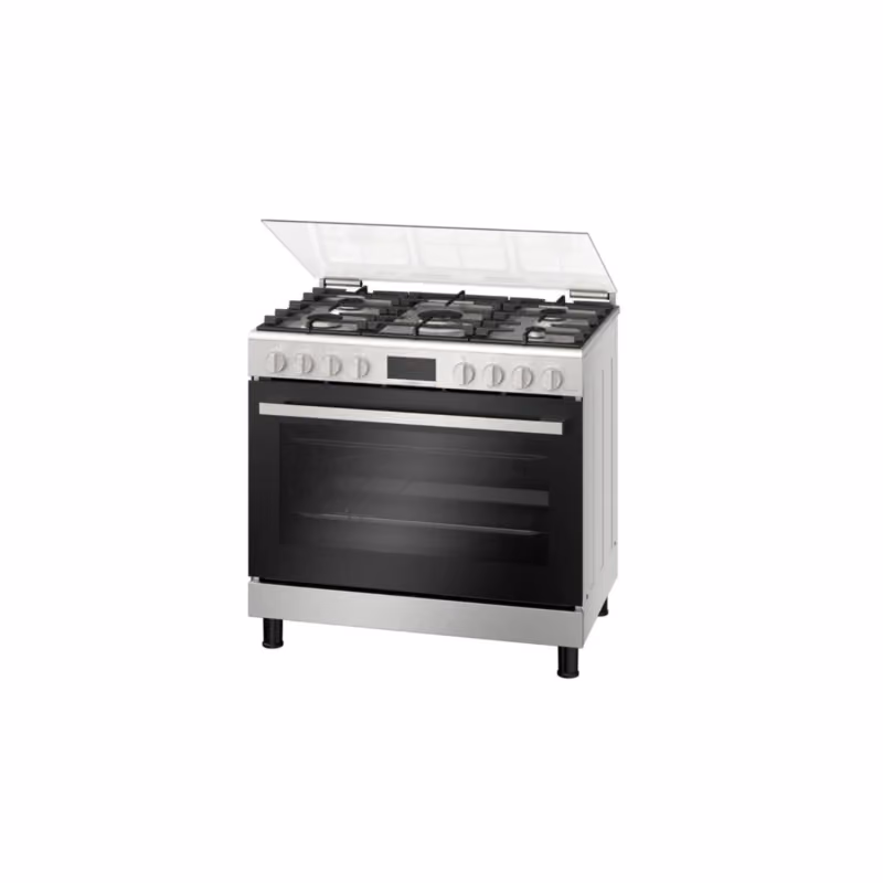 Series 6, Full Gas Cooker 90cm, Digital Timer, With Rotisserie, Stainless Steel, Made in Egypt