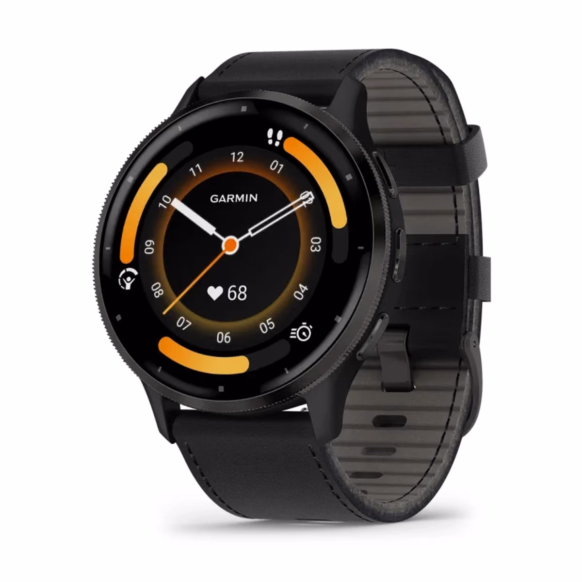GARMIN VENU 3 SLATE STAINLESS STEEL BEZEL WITH BLACK CASE AND LEATHER BAND (INCLUDES BLACK SILICONE BAND) - GARMIN VENU 3 SLATE STAINLESS STEEL BEZEL WITH BLACK CASE AND LEATHER BAND (INCLUDES BLACK SILICONE BAND)