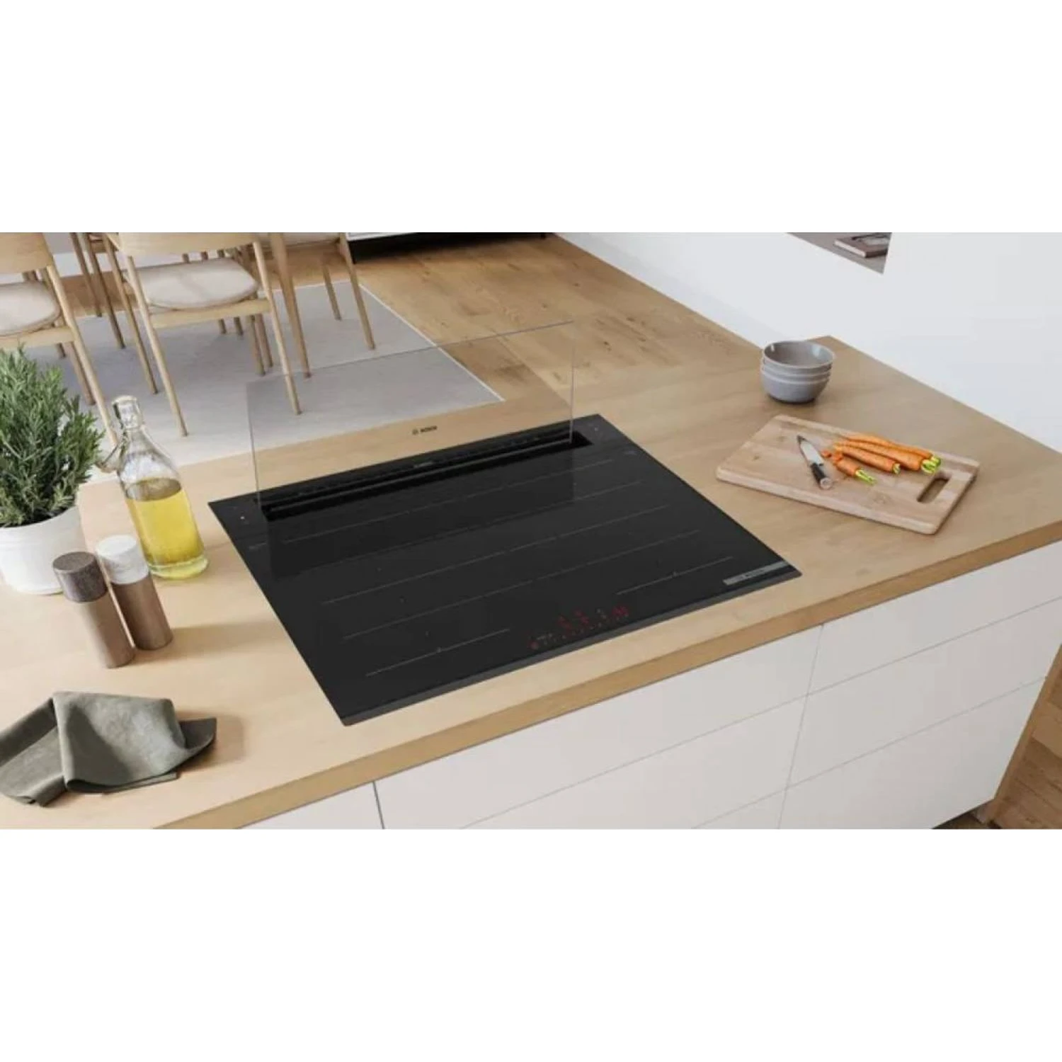 Series 8, Down Draft Hood 80cm, 62DB, 3 Speed, 525m³ h-Recirculation 775m³ h-Ducted, Black, Made in Germany