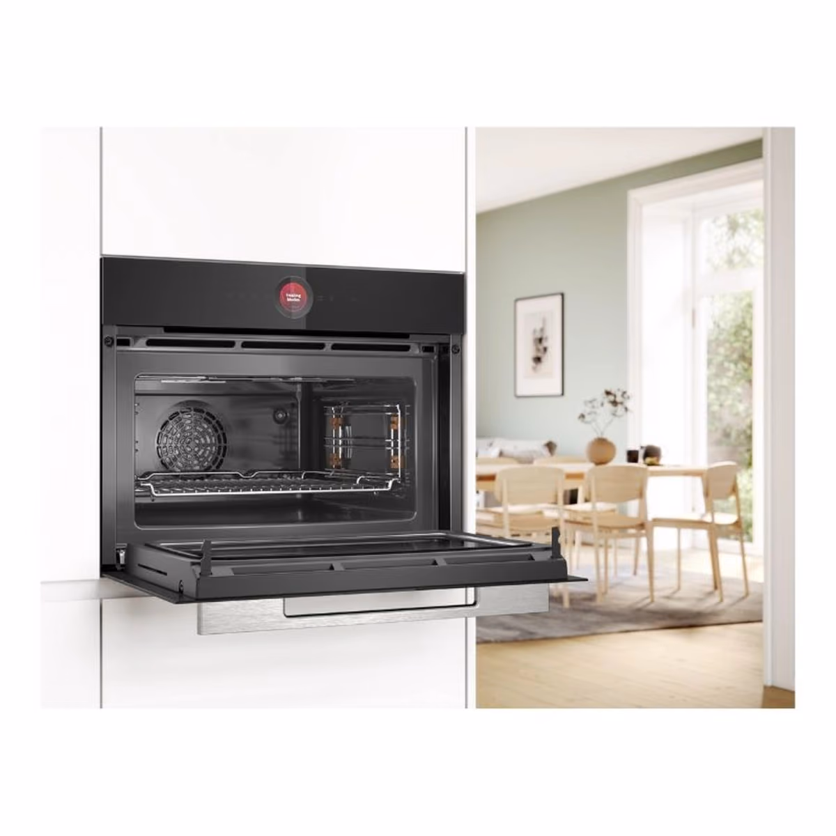 Series 8, Built-In Compact Oven with Microwave 60cm, Hydrolytic cleaning, 5 Power Levels, 16 Cooking Modes, Home Connect, Black Color, Made in Germany - Series 8, Built-In Compact Oven with Microwave 60cm, Hydrolytic cleaning, 5 Power Levels, 16 Cooking Modes, Home Connect, Black Color, Made in Germany