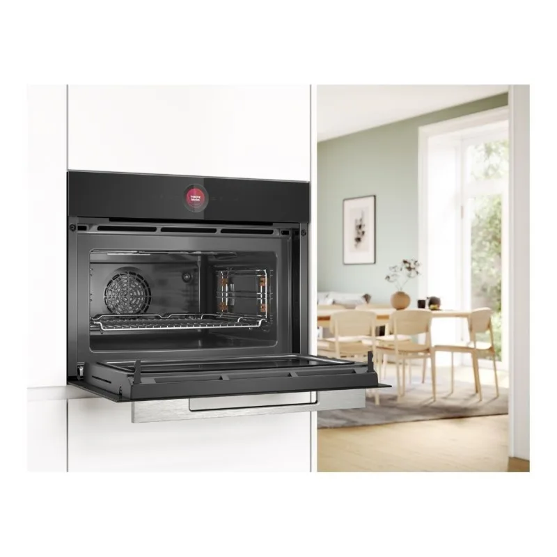 Series 8, Built-In Compact Oven with Microwave 60cm, Hydrolytic cleaning, 5 Power Levels, 16 Cooking Modes, Home Connect, Black Color, Made in Germany