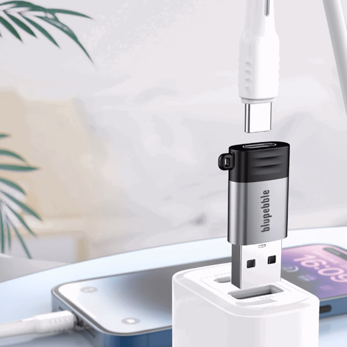 Blupebble USB A 3.0 To USB C OTG Adapter   Gray BP OTGA2C GY 2