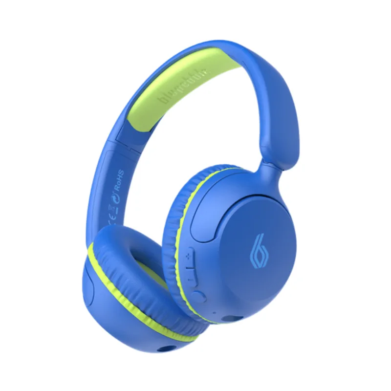 Blupebble Bounce 2in1 Wireless & Wired Microphone On-Ear Kids HeadPhones Blue BP-KDBOUNCE-BL