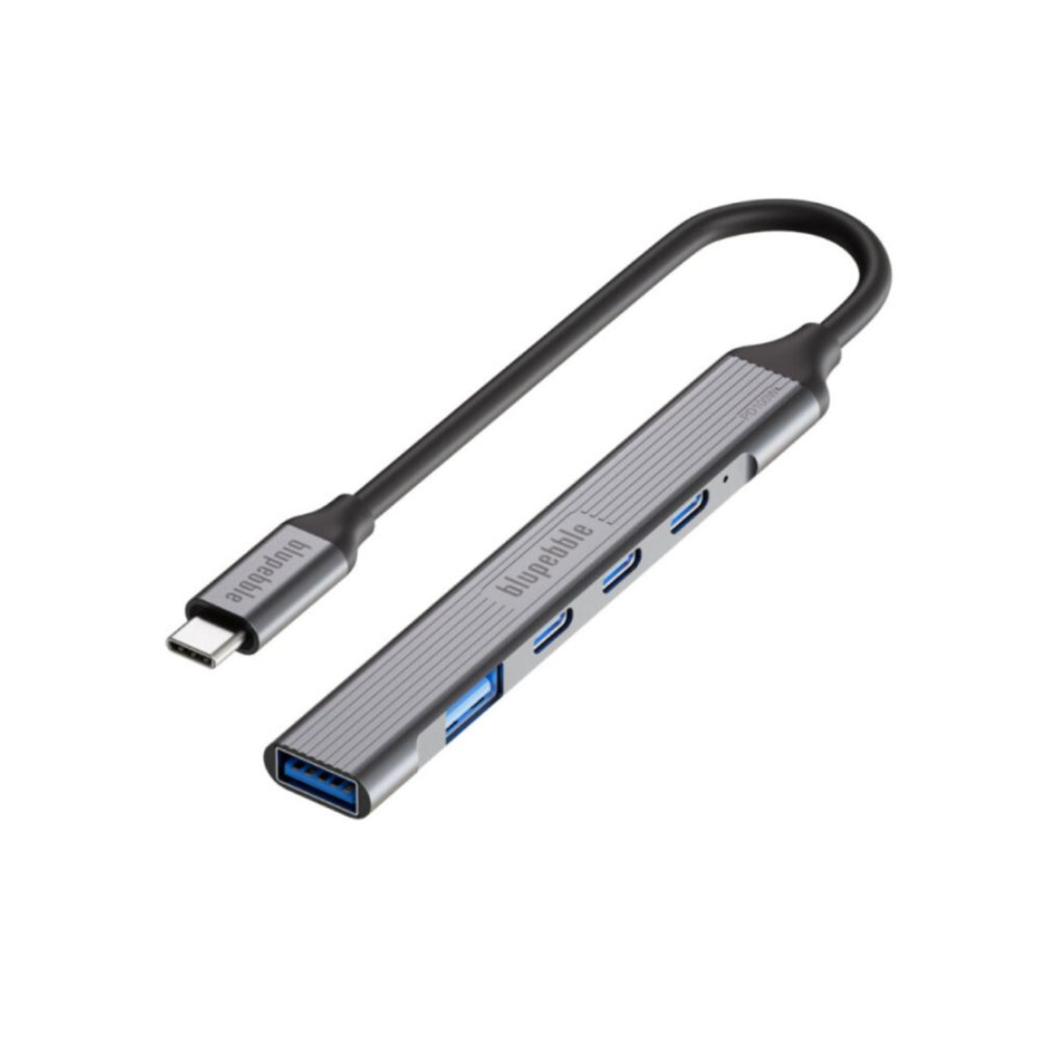 Blupebble C5-Port Multiport Hub PD 100W 2x USB-C 2x USB-A With PD 3.0 Gray BP-C5MULTIHUB5IN1-GY