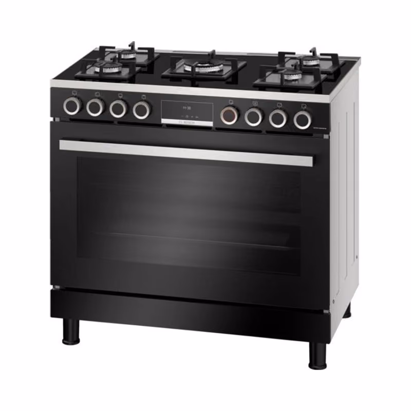 Series 8, Full Gas Hybrid Cooker 90cm, Digital Timer, Rotessirie, Black Glass, Made in Turkey