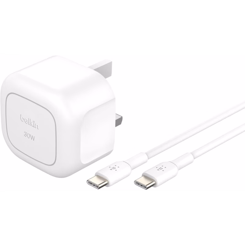 30W USB-C CUBE WALL CHRG W 1M PVC C-C CBL - IR