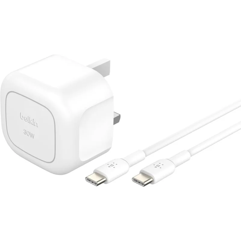 30W USB-C CUBE WALL CHRG W 1M PVC C-C CBL - IR