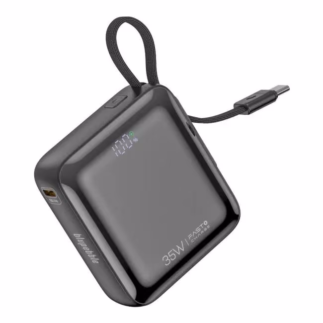 Blupebble LinkPod Mini 35W 10000mAh Power Bank With Retractable Cable Gray BP PBLNKPDMINI GY 1