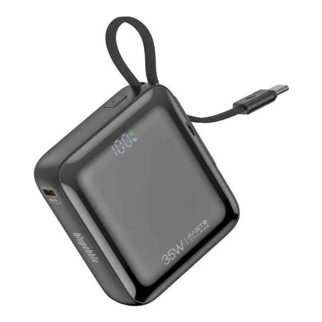 Blupebble LinkPod Mini 35W 10000mAh Power Bank With Retractable Cable Gray BP PBLNKPDMINI GY 1