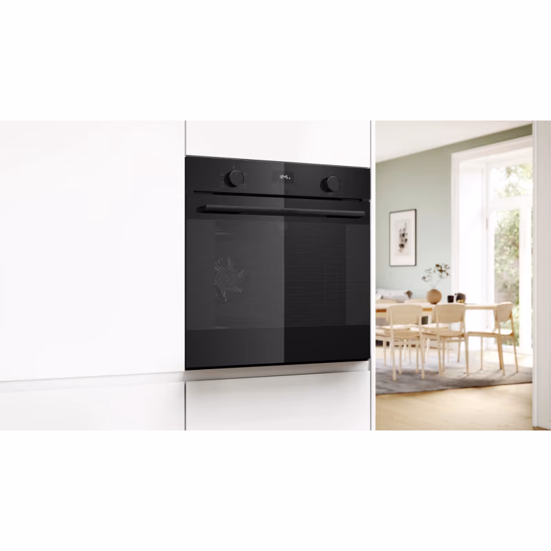 Series 6, Built-In Gas Oven 60cm, Hot Air Safety Fan, With Convection Fan, Rotisserie, Black Color, Made in Italy