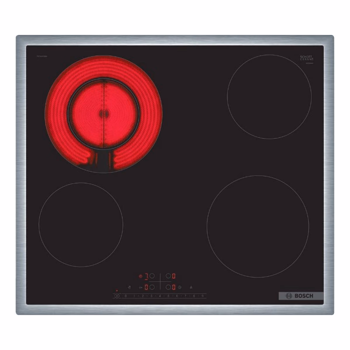 Sereis 6, Built-In Ceramic Hob 60cm, Touch Control, 4 Cooking Zone with stainless steel frame, 17 Power Levels, 1 expandable Zone, Made in Germany - Sereis 6, Built-In Ceramic Hob 60cm, Touch Control, 4 Cooking Zone with stainless steel frame, 17 Power Levels, 1 expandable Zone, Made in Germany