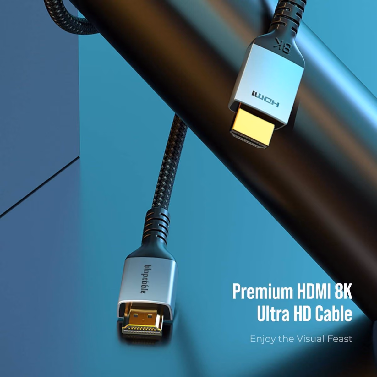 Blupebble 8K HDMI To HDMI 2.1 Aluminum Housing Support 8K 60Hz,4K 240Hz Cable 2m Gray  BP HD8KGEN2 A 3