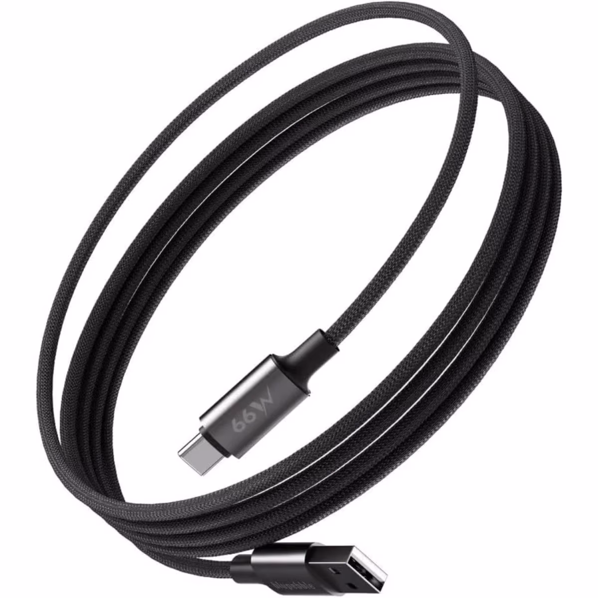 Blupebble PowerFlow USB A To USB C Cable PD 66W 1.2 Meter Black BP USBA2C1.2M66W BK 1