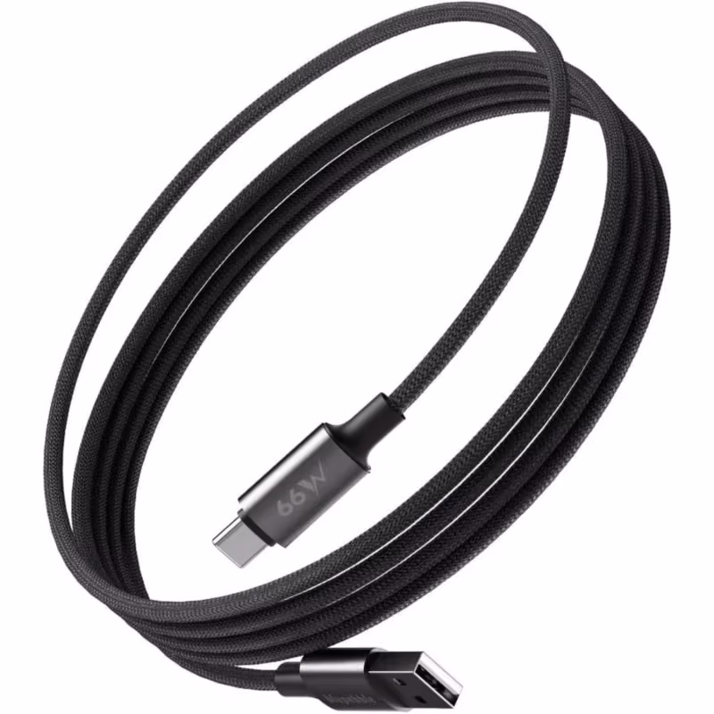 Blupebble PowerFlow USB A To USB C Cable PD 66W 1.2 Meter Black BP USBA2C1.2M66W BK 1