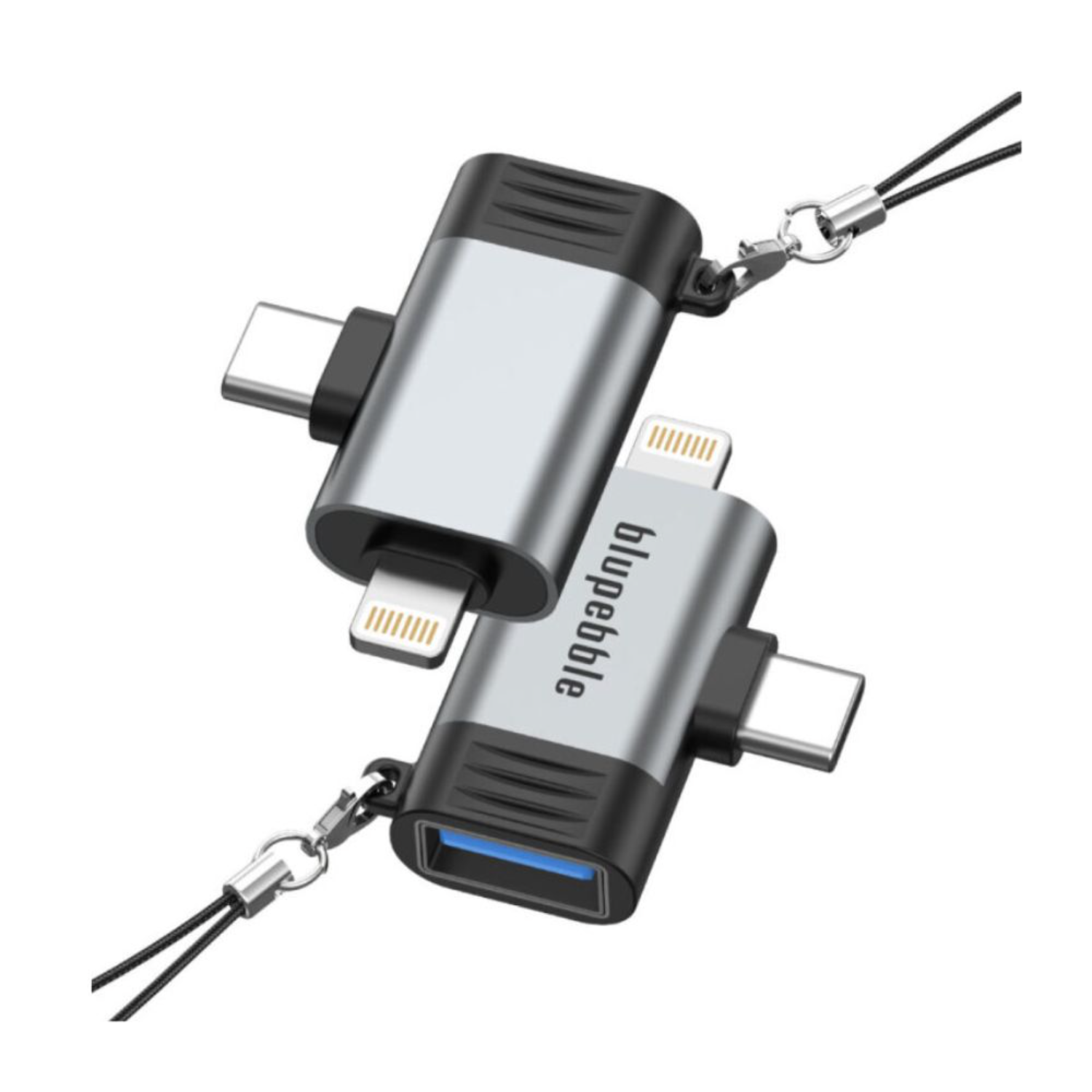 Blupebble 2 IN 1 USB-A To USB-C & Lightning Adapter Gray BP-OTGA2CNL-GY