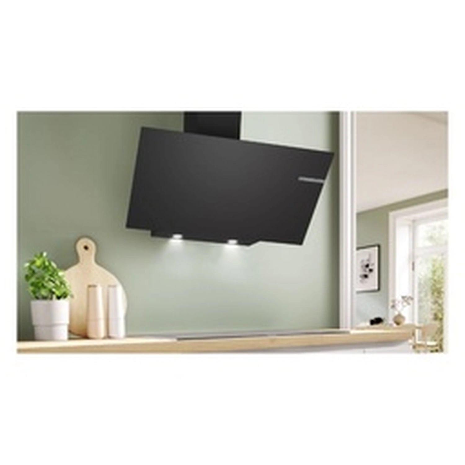 Series 4, Inclined Chimney Hood 90cm, 59DB, 2 Speed + Intensive, 307m³ h-Recirculation 700m³ h-Ducted, Black, Made in Turkey