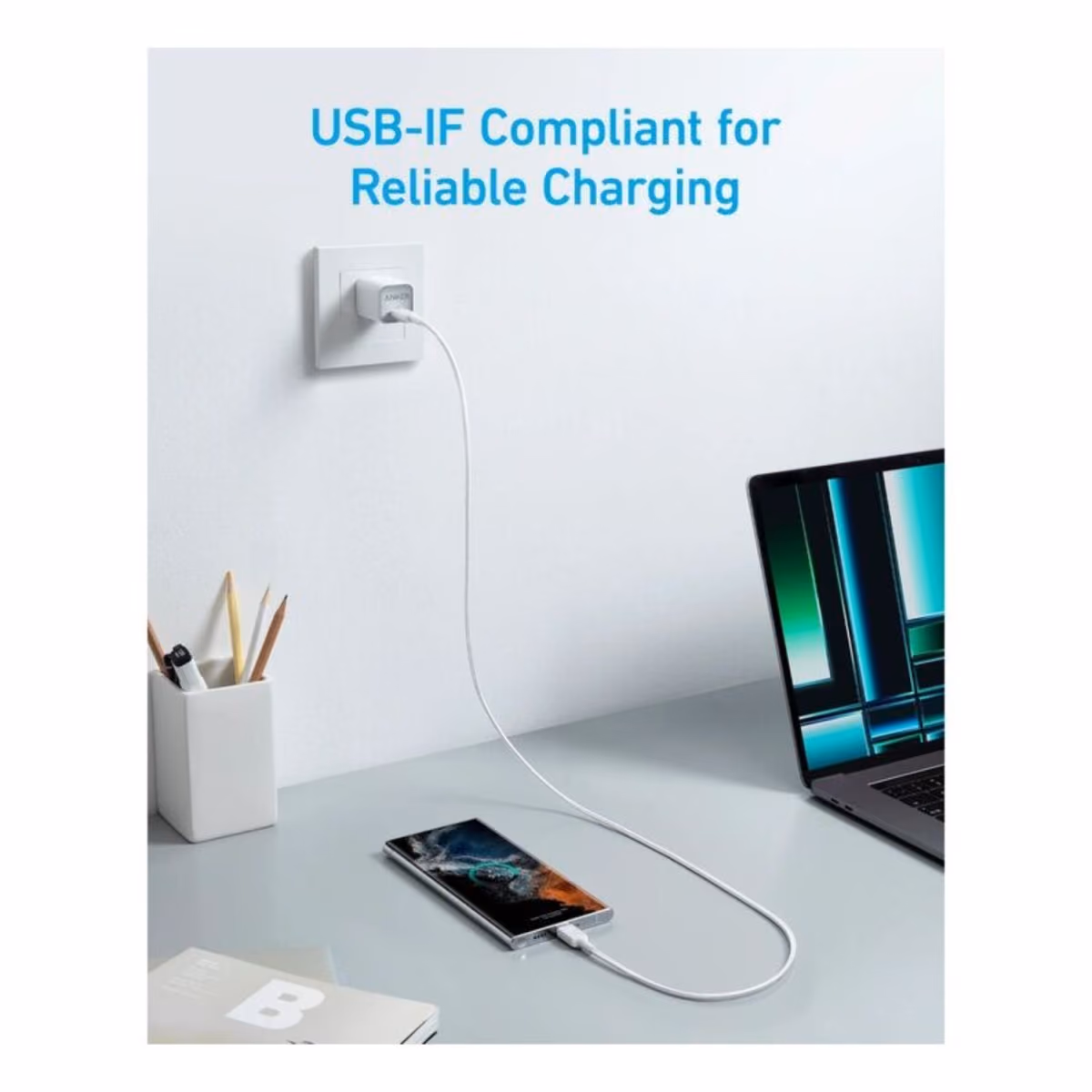 Anker 322 USB C To C Braided 3ft   White A81F5H21 3