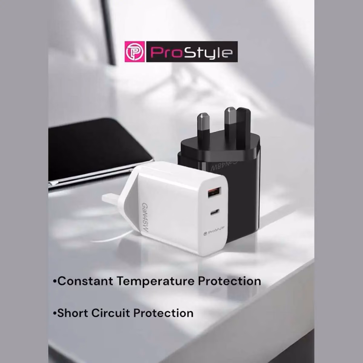 Prostyle PSAD48W BLK GaN Charger 48W Black 3