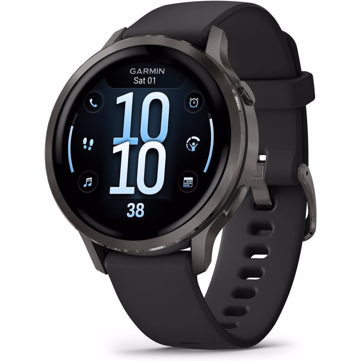 GARMIN VENU 4 41MM SLATE BEZEL W BLACK SILICONE BAND 1