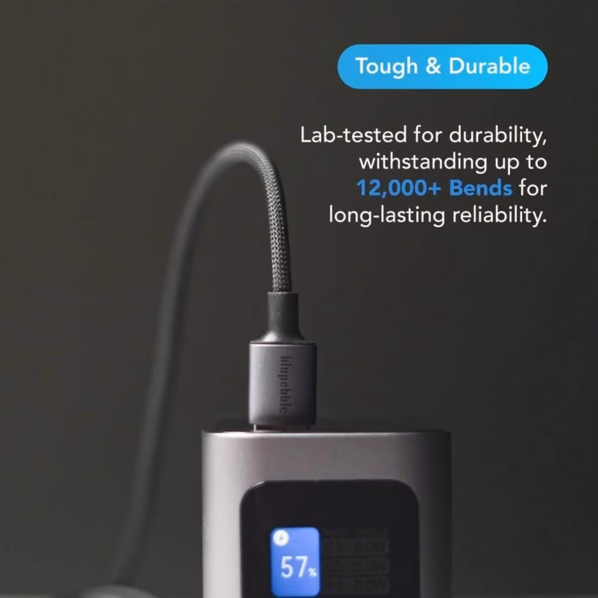Blupebble PowerFlow USB A To USB C Cable PD 66W 1.2 Meter Black BP USBA2C1.2M66W BK 4