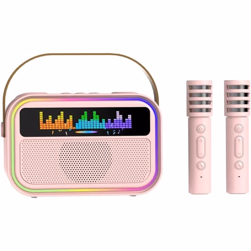 NEXORX KIDS KARAOKE SPEAKER WITH DUAL MICS PINK